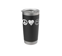 Pace, amore, sorridi con tutto il cuore e sii felice, viso gioioso Bicchiere termico in acciaio inox doppia parete