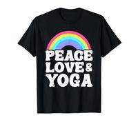 Pace Amore & Yoga Arcobaleno Hippie Retro Yoga Maglietta