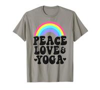 Pace Amore & Yoga Arcobaleno Retro Hippie Yoga Maglietta