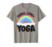Pace Amore & Yoga Arcobaleno Retro Hippie Yoga Maglietta