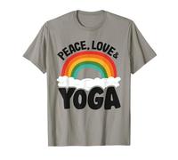 Pace Amore & Yoga Arcobaleno Retro Hippie Yoga Maglietta