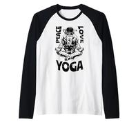 Pace Amore Yoga Astronauta Namaste Meditazione Zen Lotus Pose Maglia con Maniche Raglan