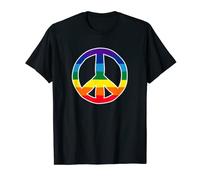 Pace Arcobaleno Bandiera Simbolo Segno Peace Love Hippie Maglietta