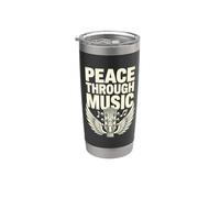 Pace attraverso la musica Chitarra Ali Retro Inspirational Peace Bicchiere termico in acciaio inox doppia parete