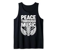 Pace Attraverso la Musica Chitarra Ali Retro Inspirational Peace Canotta
