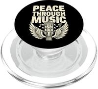 Pace attraverso la musica Chitarra Ali Retro Inspirational Peace PopSockets PopGrip per MagSafe