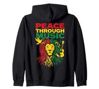 Pace Attraverso la Musica Reggae Lion Rastafari Vibes Art Design Felpa con Cappuccio