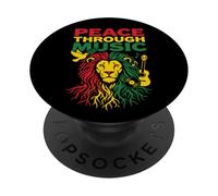 Pace attraverso la musica Reggae Lion Rastafari Vibes Art Design PopSockets PopGrip Adesivo