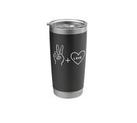 Pace e amore dolce cuore e mano illustrazione Hippie Meme Bicchiere termico in acciaio inox doppia parete