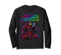 Pace Interiore Broncio Fuori Samurai Orso Zen Calma Maglia a Manica