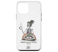Pace Interiore Caos Esterno Scheletro Caffè Halloween Yoga Custodia per iPhone 12 mini
