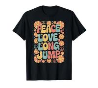 Pace Love Long Jump 60s 70s Hippie Retro Maglione Lungo Maglietta