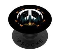 Pace, segno, hippie, foresta, notte, campeggio, natura, falò PopSockets PopGrip Adesivo