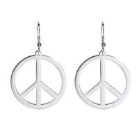 Pace Segno Orecchini a Penzoloni per le Donne in Acciaio Inox Stile Hippie Pace Orecchini Geometrici Accessori Gioielli per Gli Anni '60 o '70 (argento)