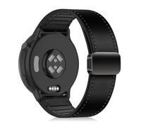 PaceBid 20mm Pelle Cinturino per Garmin Vivoactive 6/5/Forerunner 165/165 Music/245/645 Music/570 42mm, Pelle + Silicone Magnetico Cinturini per Garmin Venu Sq 2/Venu 2 Plus/Approach S50/S44 - Nero