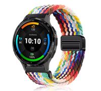 PaceBid 22mm Intrecciato Cinturino per Garmin Venu 4 45mm/Venu 3 45mm/Venu2/Forerunner 265/255/255 Music,Nylon Magnetico Elastico Cinturini per Amazfit Balance 3/2/Bip 6/5/Bip Max/GTR 4/3 - Arcobaleno