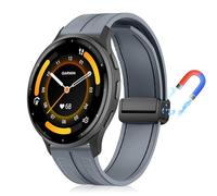 PaceBid 22mm Silicone Cinturino per Garmin Venu 3 45mm/Venu 4 45mm/Venu2/vivoactive 4/Active, Silicone Nylon Intrecciato Magnetico Cinturini per Garmin Forerunner 265/255/255 Music/570 47mm - Grigio