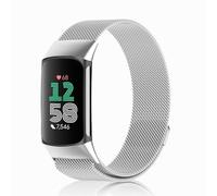 PaceBid Metallo Cinturino per Fitbit Charge 6/Charge 5,Acciaio Inossidabile | Metallo Cinturino Donna Uomo Magnetico Cinturino Sgancio Rapido di Ricambio per Fitbit Charge 6/5, Argento