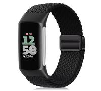 PaceBid Nylon Cinturino per Fitbit Charge 6/5, Uomini Donne Sport Intrecciato Nylon Magnetico Elastico Bracciali Cinturini di Ricambio per Fitbit Charge 5/6 - Nero