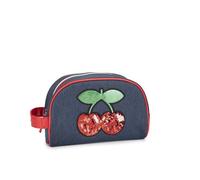 PACHA - Travel Case Donna, Beauty Case a Mezzaluna, Ideale Per Riporre Accessori Di Ogni Genere, Per Tempo Libero, Lavoro, Viaggi, Con Maniglia Laterale, Dimensioni Cm 23x15hx9,5 - Blu/Rosso