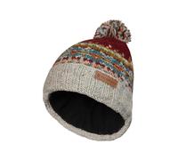 Pachamama Berretto da donna in lana, foderato in pile, lavorato a mano, tradizionale, Fairisle, colorato, taglia unica, fatto a mano, extra caldo, commercio equo e solidale, Borgogna, Taglia unica