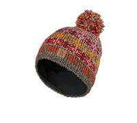 Pachamama Berretto da donna in lana/mohair con pompon foderato a mano con stelle grigie multicolori, taglia unica, fatto a mano, extra caldo, commercio equo e solidale, Grigio Antracite Multicolore,