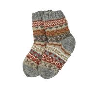 Pachamama Calzini da donna in 100% lana, lavorati a mano, a righe, Fair Isle Medium 4-7, extra caldi, commercio equo e solidale, Grigio, Taglia unica