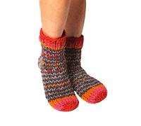 Pachamama Calzini da donna in 100% lana lavorato a mano a righe, marrone, multicolore, 4-7, fatto a mano, extra caldo, commercio equo e solidale, Corteccia multicolore, Etichettalia unica