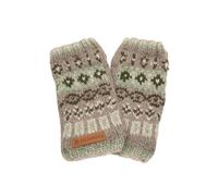 Pachamama Scaldamussi da donna in 100% pura lana merino, lavorato a mano con diamanti, taglia unica, con asola per il pollice, morbido, caldo, traspirante, traspirante, commercio equo e solidale