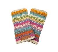 Pachamama Scaldamussi da donna in lana, foderati a mano, a righe, multicolore, taglia unica, extra caldo, commercio equo e solidale