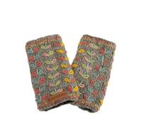 Pachamama Scaldamussi da donna in lana, foderato in pile, lavorato a mano con fiori ricamati, taglia unica, fatto a mano, extra caldo, commercio equo e solid