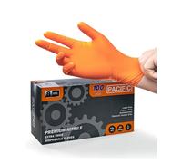 PACIFIC 8-mil Guanti Monouso In Nitrile Arancione, con Finitura Diamantata, Heavy-Duty, Extra Resistenti, per Industriali, Meccanici, Senza Lattice, Senza Polvere, EN 374, L/9