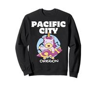 Pacific City Oregon Vintage Surf Retro Unicorno Surf Felpa