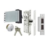 Pacific Doorware Adams Rite Style Litch Storefront Door Morte Mortes Deadlatch Lock Paddle Handle Kit con cilindro e chiavi (alluminio a destra 31/32