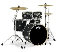 Pacific Drums & Percussion - Set di batteria Concept Acero, 5 pezzi, confezione da 5 pezzi, con guscio nero satinato (PDCM2215BK)