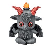 Pacific Giftware Baphomet Figura - Dolce Baphy durante la meditazione - Statua divertente 10 cm, decorazione gotica, decorazione occulta, pietra artificiale, grigio