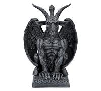 Pacific Giftware Figura mistica bafoometica in posa gargoyle, 17,5 cm, pietra artificiale dipinta a mano, grigio-nero con pentagramma e zoccoli