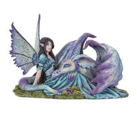 Pacific Giftware Figurina di fata e drago addormentato in resina colata a freddo, decorazione unica per interni ed esterni, per soggiorno, veranda e altro, 20 cm