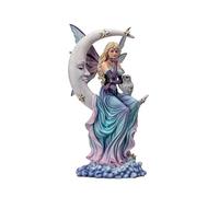 Pacific Giftware Figurina di fata eterea luna, altezza 33 cm, spirito della luna con bagliore celeste e gufo mistico, decorazione per la casa, statuetta da collezione