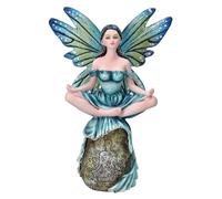 Pacific Giftware Figurina di meditazione di fata su pietra, multicolore