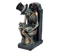 Pacific Giftware Scheletro Figura Su Toilette Color Bronzo - Gotico Statua Decorazione Fantasy Teschio