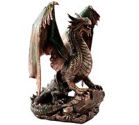 Pacific Giftware Statua da collezione di drago in bronzite su roccia, 22,9 cm