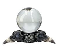 Pacific Giftware Statuetta a forma di teschi di corvo e sfera di cristallo, lunghezza 14 cm, resina colata a freddo, decorazione da tavolo
