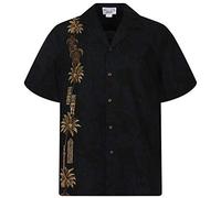 Pacific Legend Originale-Camicia-Hawaiana, Manica-Corta, Turtle, Nero, S