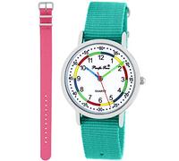 Pacific Time First bambini orologio da polso orologio di apprendimento Ragazzi e ragazze testo a cambio rapido quarzo analogico nastri rosa turchese 10017