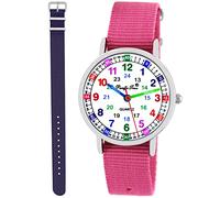 Pacific Time Orologio da polso per bambini e ragazze, 2 cambiamenti, cinturino in tessuto rosa, viola, analogico, al quarzo, 1130