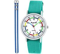 Pacific Time Orologio da polso per ragazze e ragazzi e bambini, set di 2 cinturini turchesi + uno a scelta analogico al quarzo, Blu bagliore, cinghia