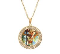 Pacificaisland - Collana da donna con ciondolo a forma di pin-up in cocco, regolabile, idea regalo per mamma, moglie, fidanzata, Misura unica, Metallo