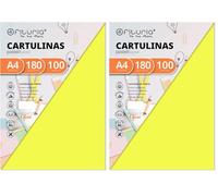 Pack 100 Cartulinas Color Amarillo Tamaño A4 180g (Confezione da 2)
