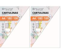 Pack 100 Cartulinas Color Blanco Tamaño A4 180g (Confezione da 2)